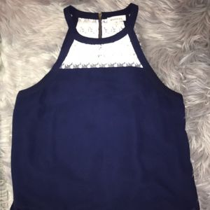 High neck tank with lace top